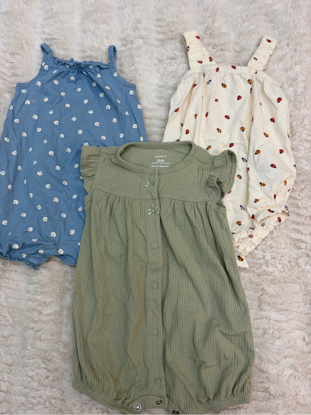 Carter's Olive Green Ribbed Infant Romper